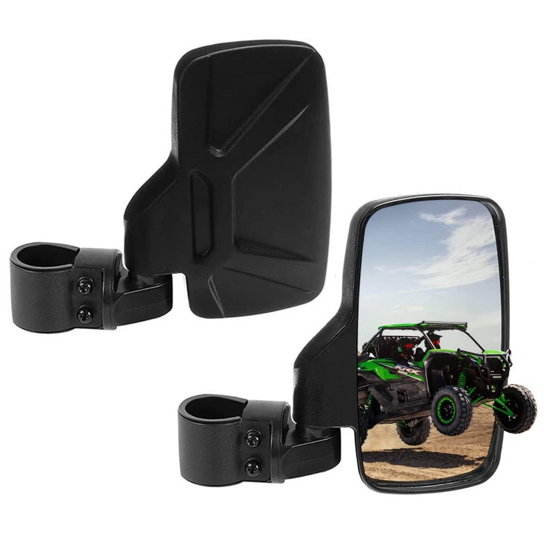 SPAUTO UTV Side Mirrors For 1.6" - 2" Roll Cage Bar, UTV Mirrors Compatible with with Polaris RZR/Can Am Maverick/Kawasaki Mule/Honda Pioneer/Yamaha Rhino/SXS/YXZ/Zforce, Shatter-Proof Tempered Glass - Image 1